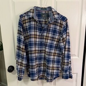 Woolrich Blue and Brown Plaid Men's Flannel